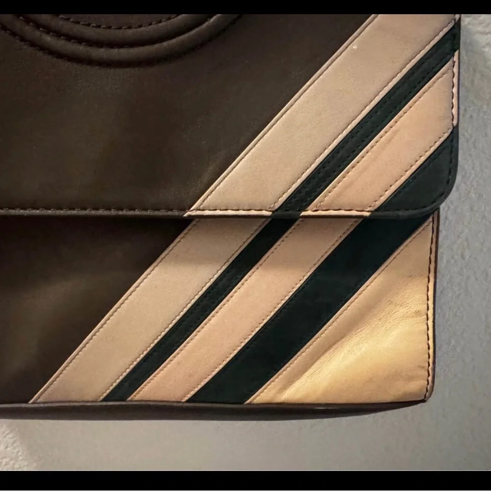 Tory Burch Fleming Stripe Convertible Shoulder Bag Price $450